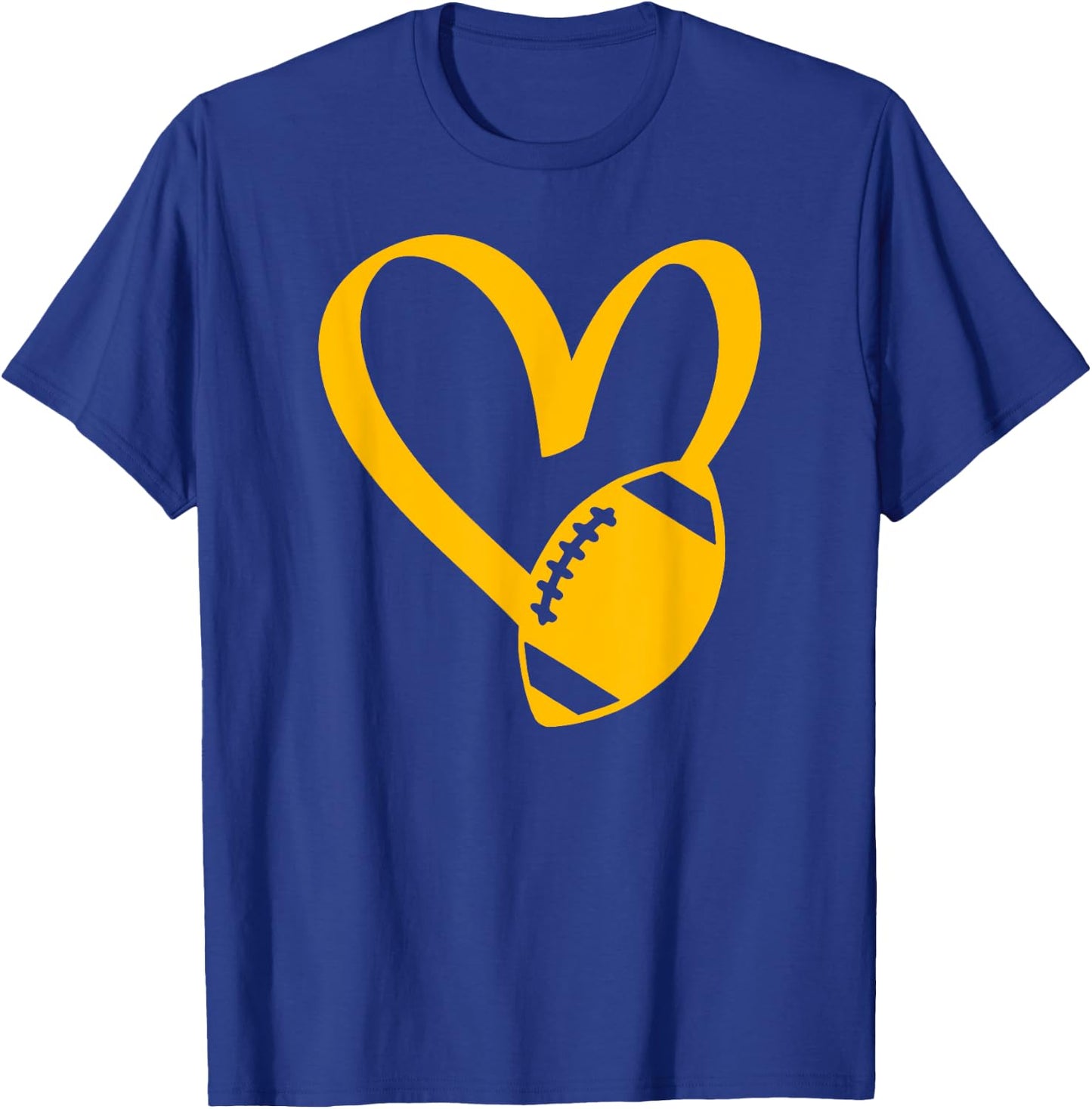 Threadrock Football Heart , -Adults, Black, Small, Short Sleeve, Classic Fit T-Shirt - T-Shirt | Royal