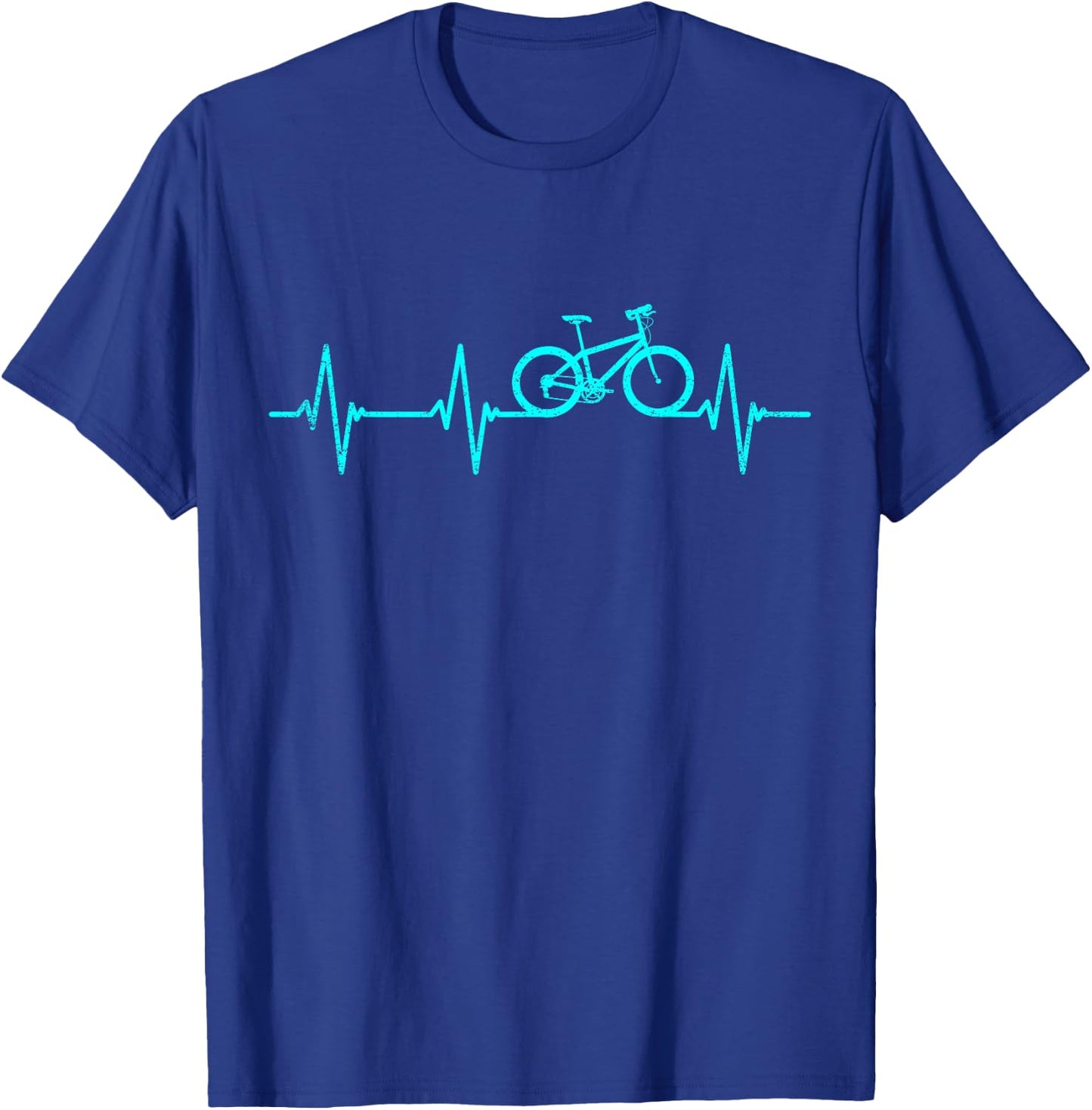 Mountain Biking Heartbeat Clothing Cyclist Cool Cycling Gift T-Shirt - T-Shirt | Royal
