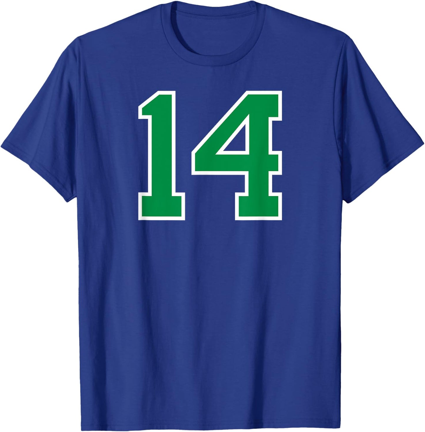 Number #14 Sport Green Number T-Shirt - T-Shirt | Royal