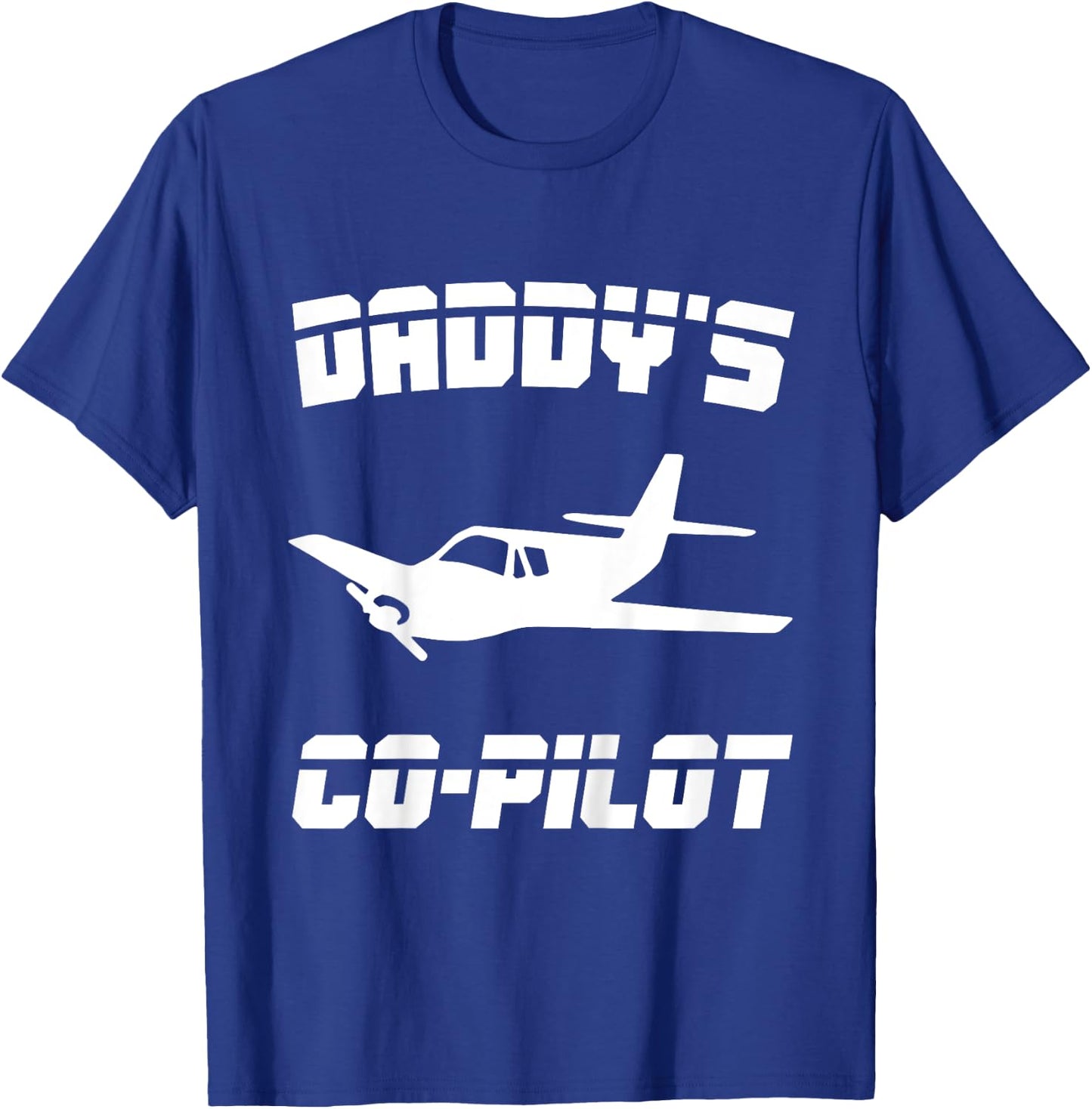 Kids Daddy's Co-pilot Boy Girl Kid Birthday Plane Lover Gift T-Shirt - T-Shirt | Royal