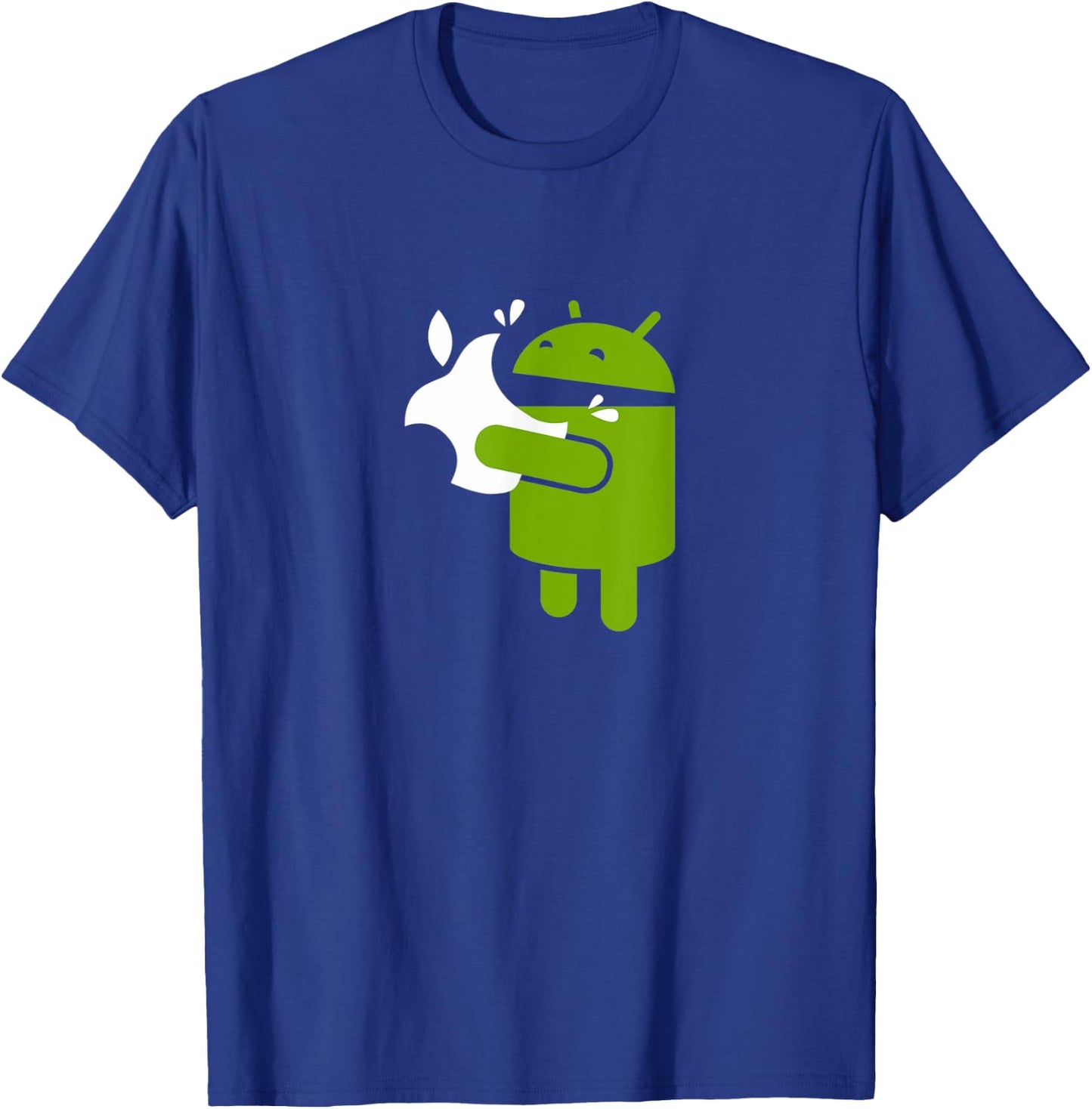 Green Robot Eats an Apple | Funny App Developer T-Shirt - T-Shirt | Royal