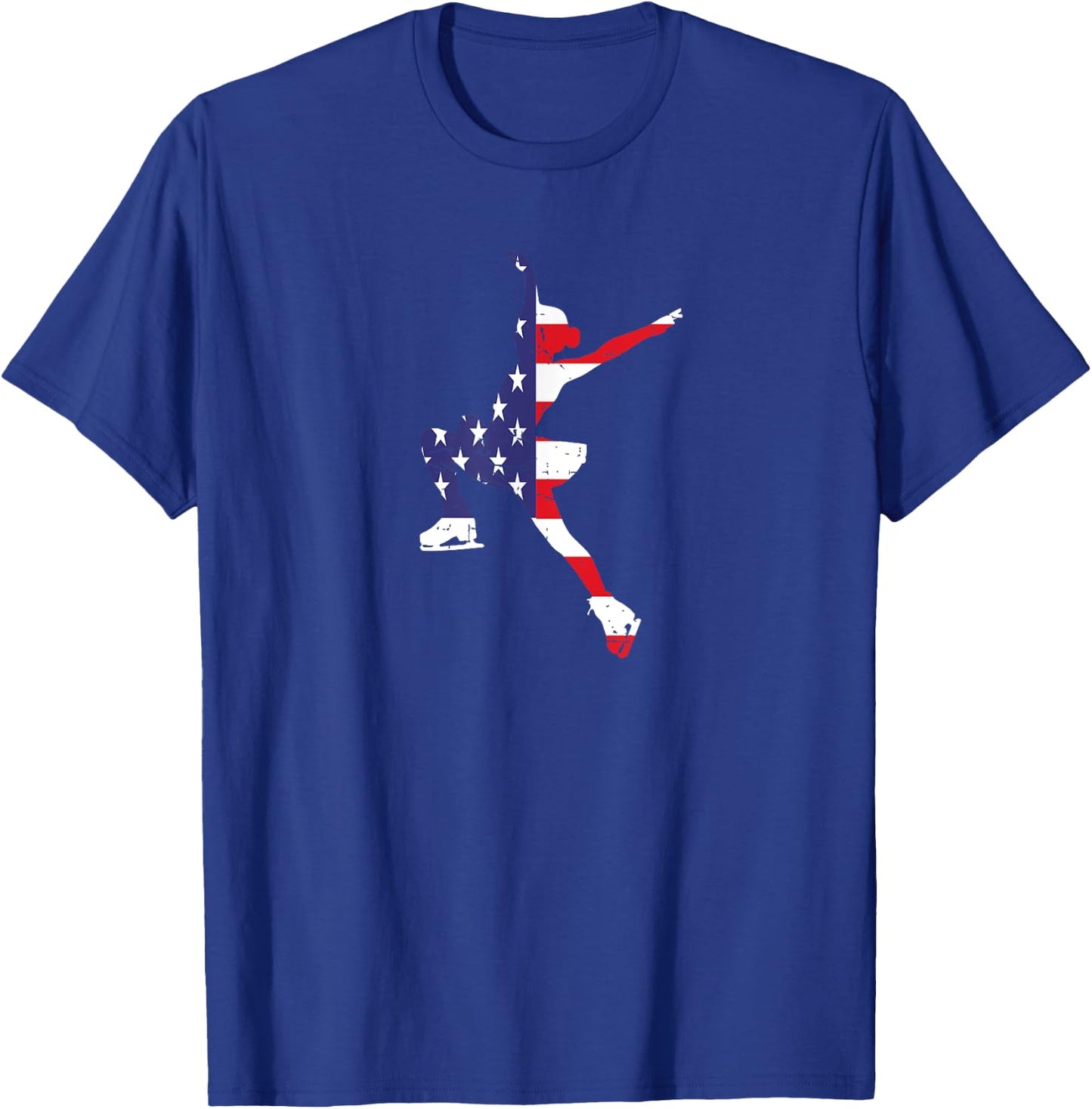 USA American Flag Girl Figure Skating Dance Ice Skater T-Shirt - T-Shirt | Royal
