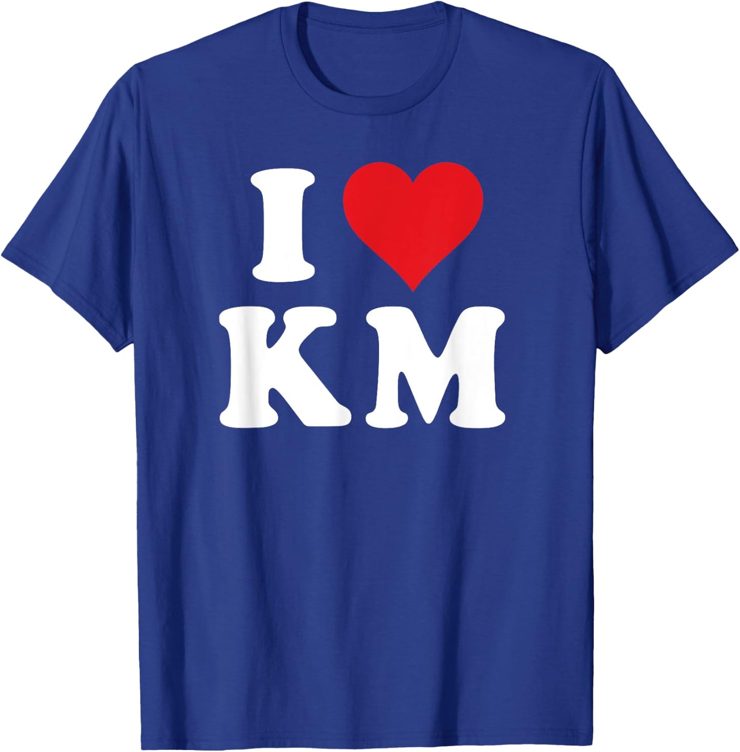 I Love KM Initials I Heart K.M. First Last Name K M T-Shirt - T-Shirt | Royal