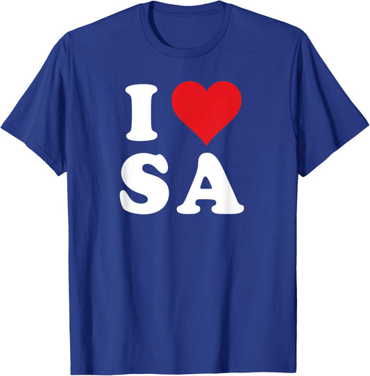 I Love SA Initials I Heart S.A. First Last Name S A T-Shirt - T-Shirt | Royal