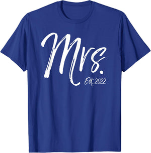 Mrs. Est. 2022 Wedding Idea Gift Wife Cute Anniversary T-Shirt - T-Shirt | Royal