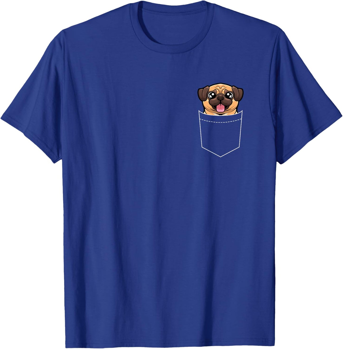 Funny Pug Pocket Design Women Cute Pug Animal Pet T-Shirt - T-Shirt | Royal