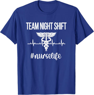 Team Night Shift Caduceus | Nursing Night Shift Nurse Week T-Shirt - T-Shirt | Royal