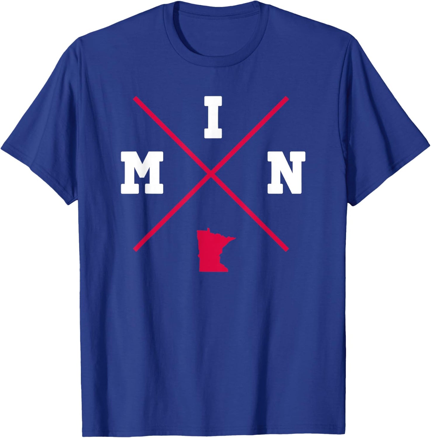 Classic MIN Minnesota Red Vintage State Outline T-Shirt - T-Shirt | Royal