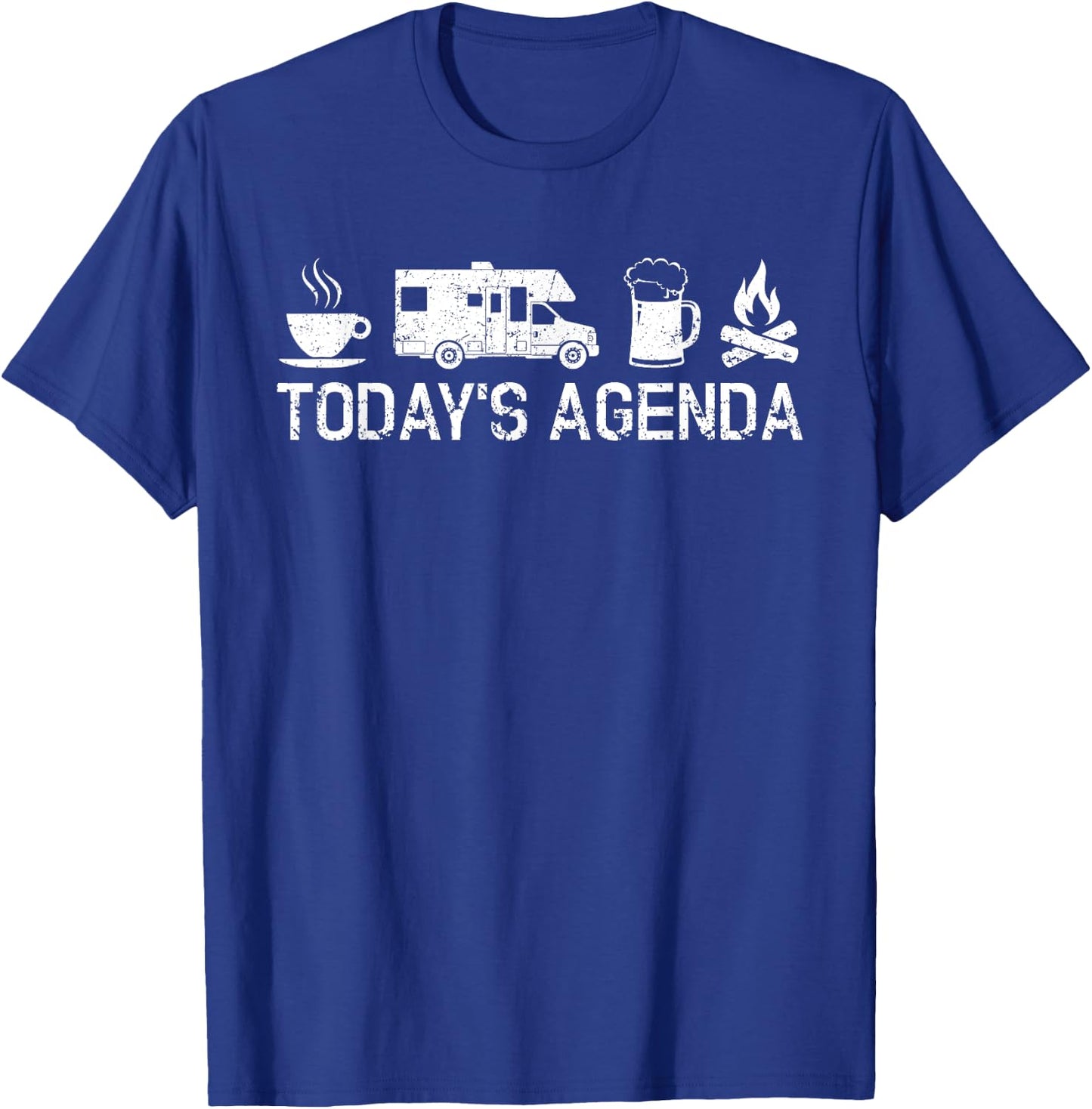 Vintage RV Camping Lover Today's Agenda Costume Camper Gift T-Shirt - T-Shirt | Royal