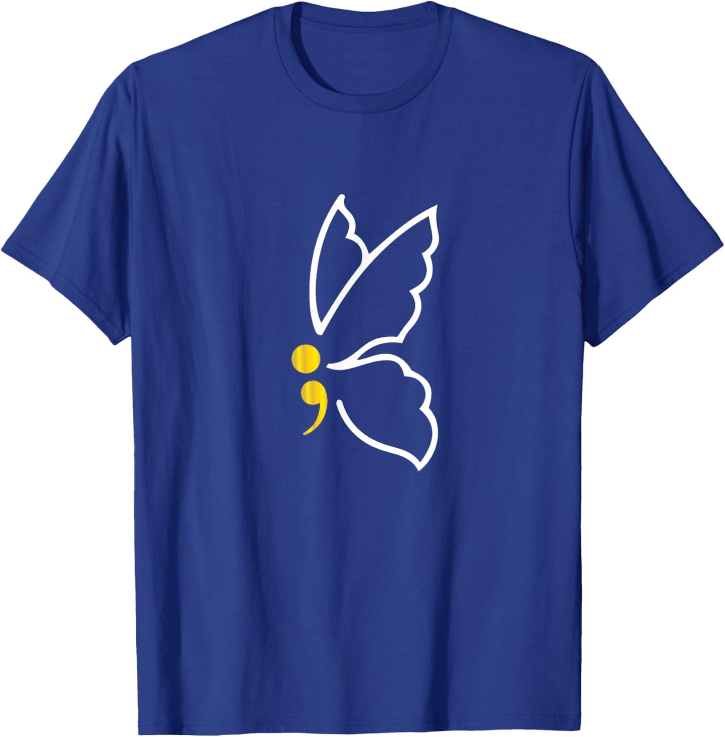 Butterfly Semicolon Shirt May Mental Health Awareness Month T-Shirt - T-Shirt | Royal