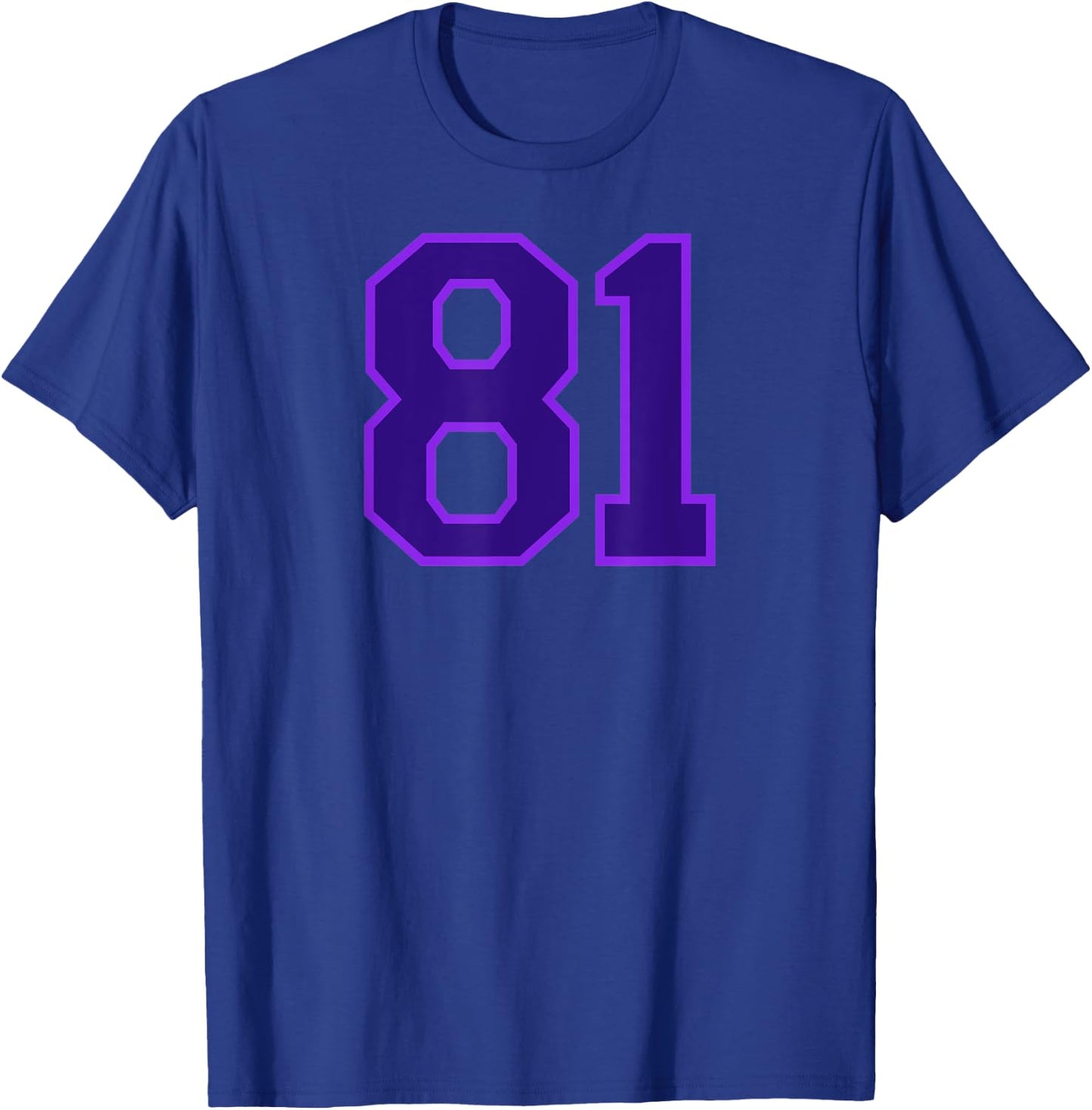 Jersey Number #81 Sports Uniform Purple Lucky Number T-Shirt - T-Shirt | Royal