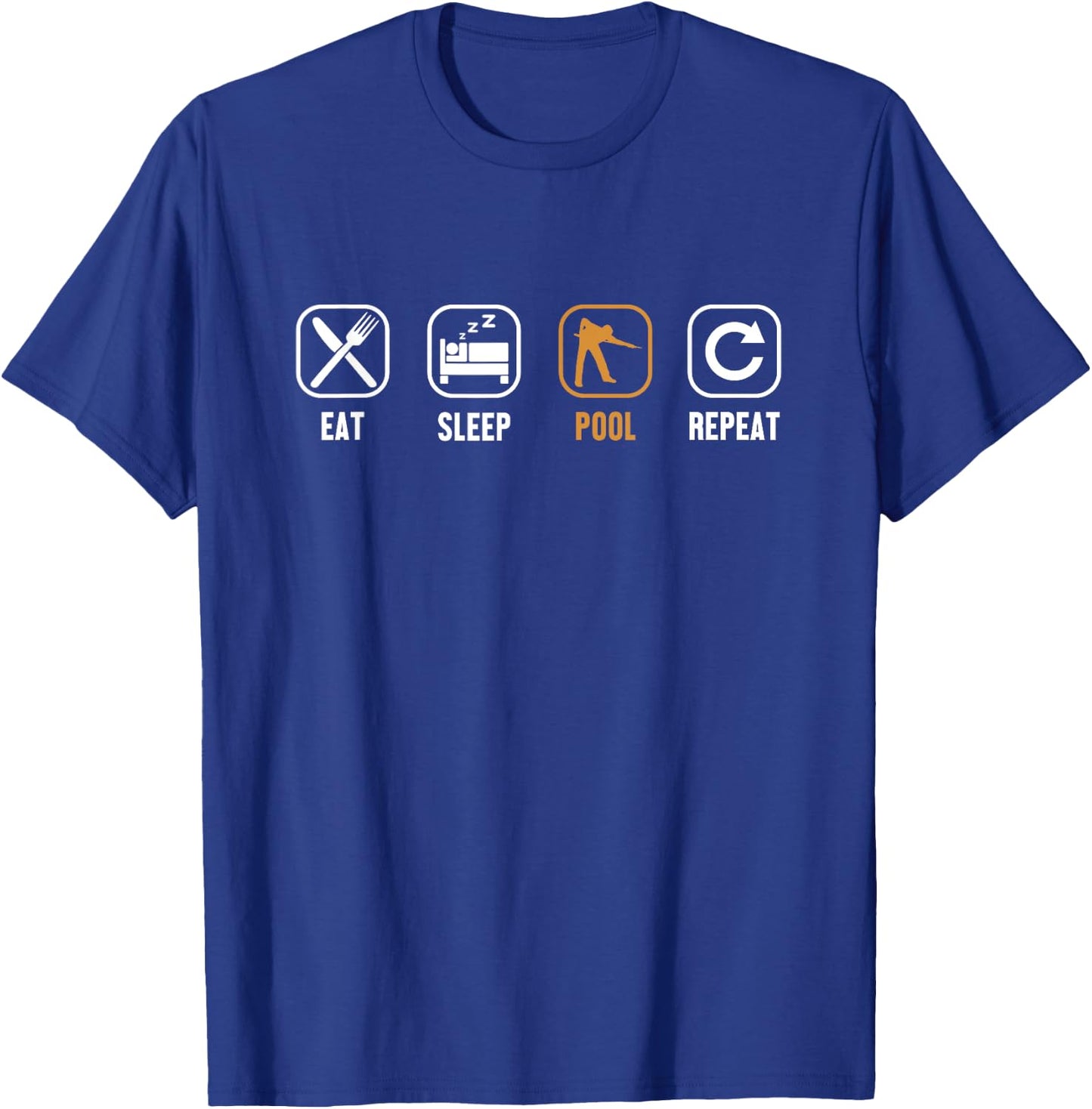 Eat Sleep Pool Repeat Balls Pool Snooker Player Billiards T-Shirt - T-Shirt | Royal