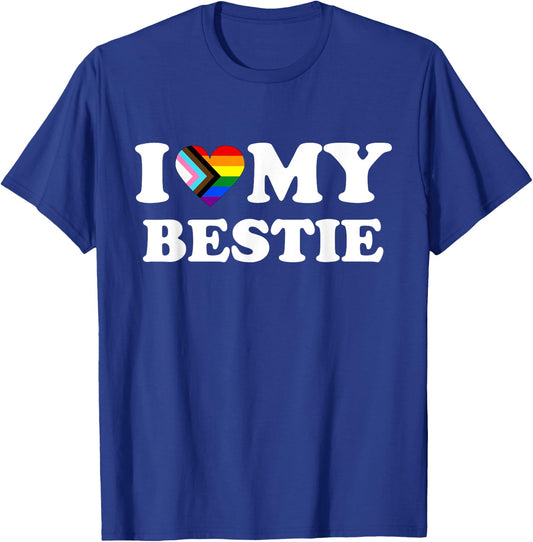 I heart love my bestie best friend progressive pride flag T-Shirt - T-Shirt | Royal