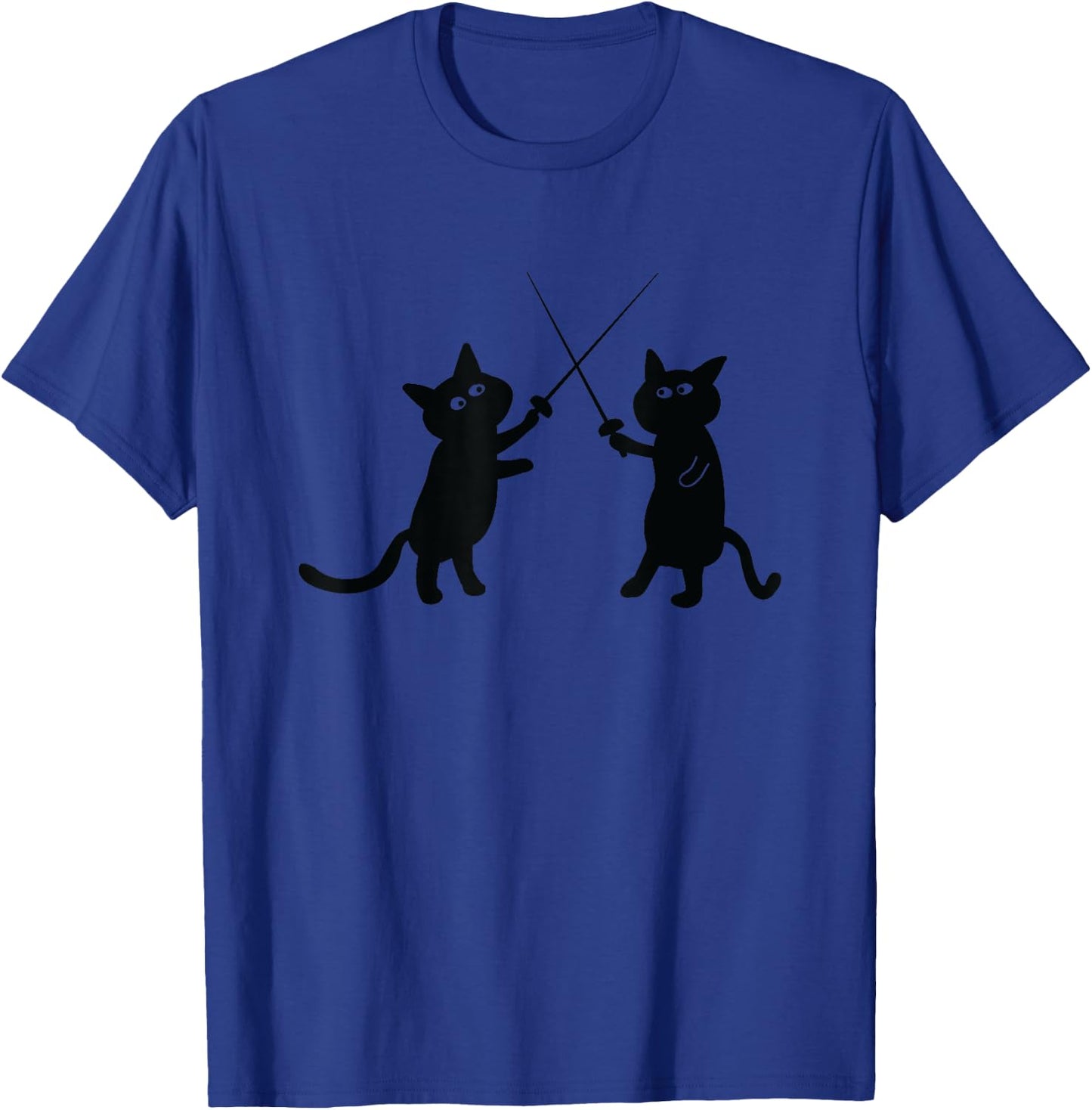 Finest Fencing Gear -Adults Grey Cat Fencer T-Shirt - T-Shirt | Royal