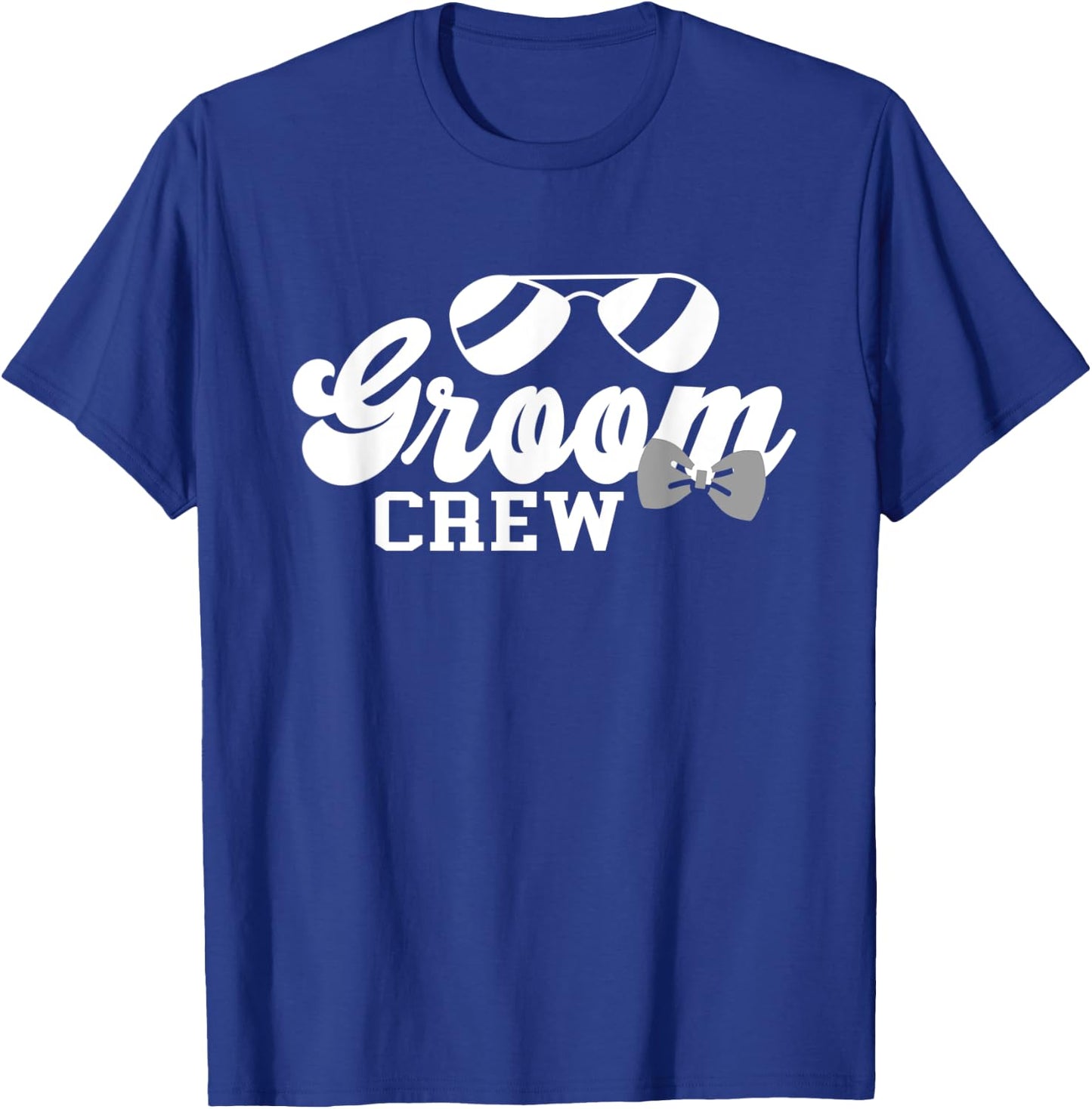 Sunglass & Bow Tie Groom Crew Matching Bachelor Party T-Shirt - T-Shirt | Royal