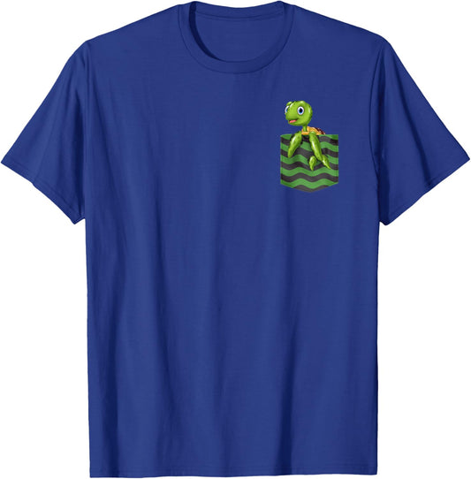 Cute Baby Sea Turtle in Fake Pocket T-Shirt - T-Shirt | Royal