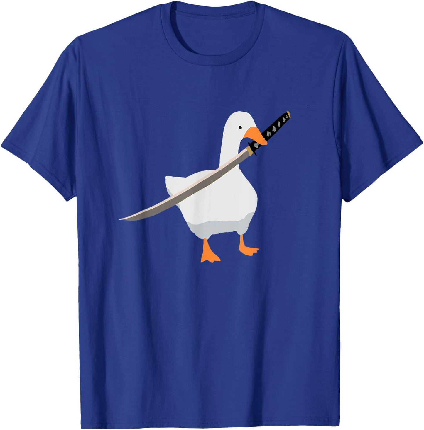 Duck with sword Duck wielding a Katana knife Goose T-Shirt - T-Shirt | Royal