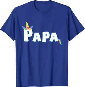Unicorn Birthday Girl Funny Papa Grandpa Family T-Shirt - T-Shirt | Royal