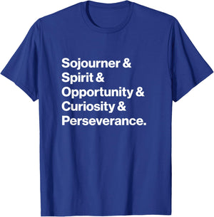NASA Mars Rovers Spirit Opportunity Curiosity Perseverance T-Shirt - T-Shirt | Royal