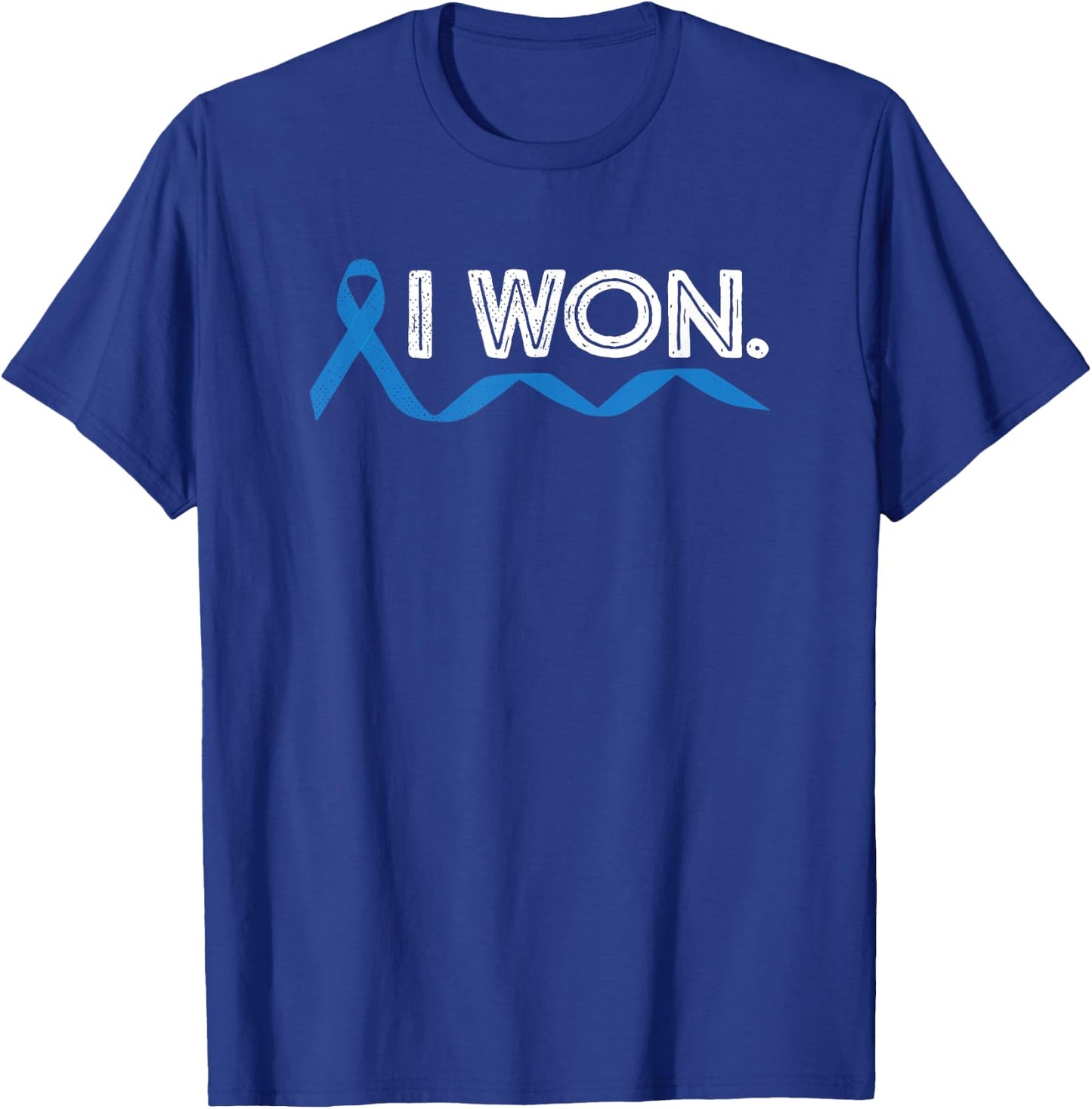 Colon Cancer I Won Blue Ribbon Awareness Warrior Survivor T-Shirt - T-Shirt | Royal
