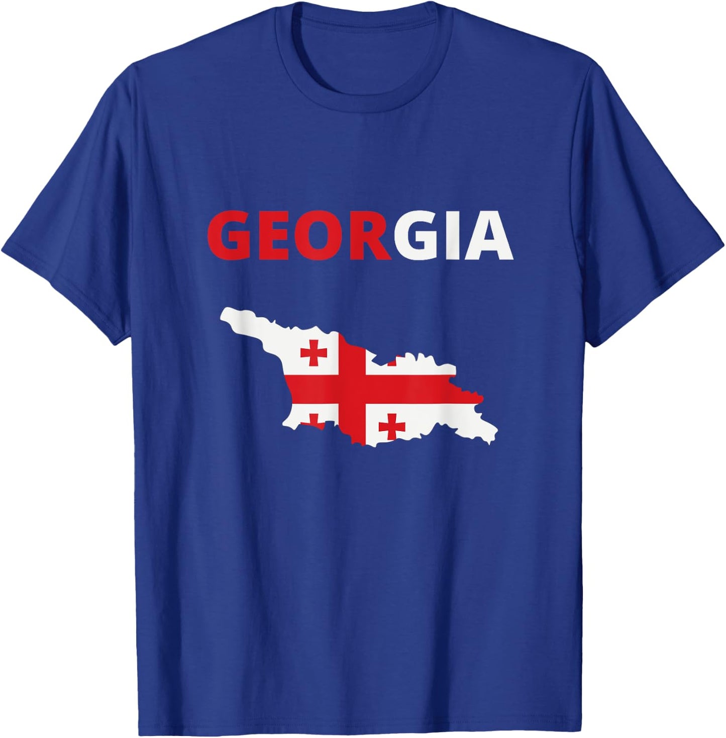 Georgia European Country Flag and Map T-Shirt - T-Shirt | Royal