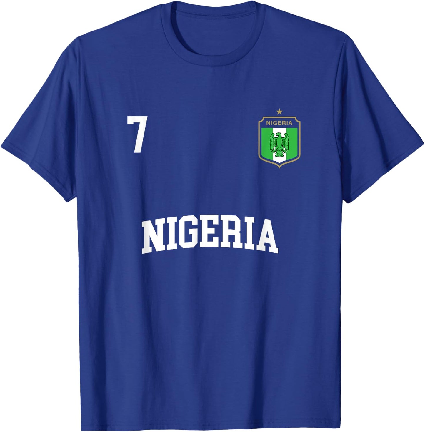 Nigeria Football Shirt 7 BACK Nigerian Flag Soccer T-Shirt - T-Shirt | Royal