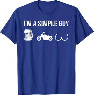 I like Beer and Motorcycles I'm A Simple Guy T-Shirt - T-Shirt | Royal