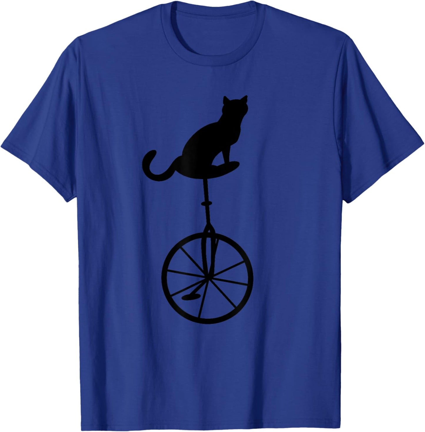 Cat On Unicycle Bike | Cute One Wheel Unicycling Funny Gift T-Shirt - T-Shirt | Royal