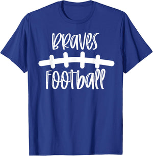 Braves Football School Spirit Team Mascot Game Night T-Shirt - T-Shirt | Royal