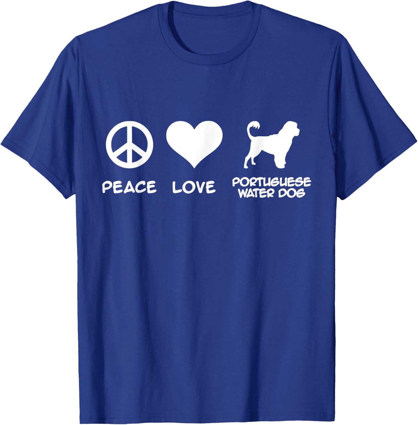 Peace, Love, Portuguese Water Dog T-Shirt - T-Shirt | Royal