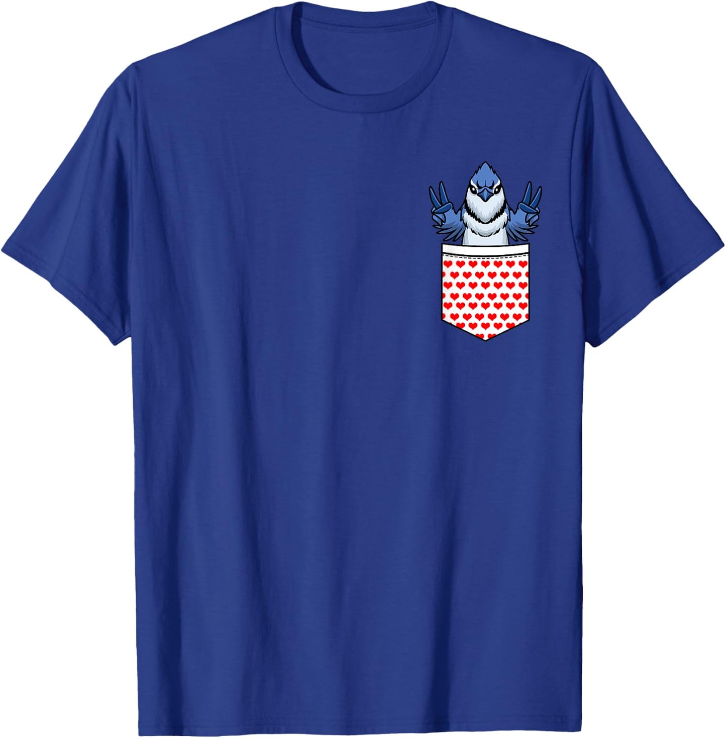 Blue Jay Bird Cyanocitta Cristata In Pocket T-Shirt - T-Shirt | Royal