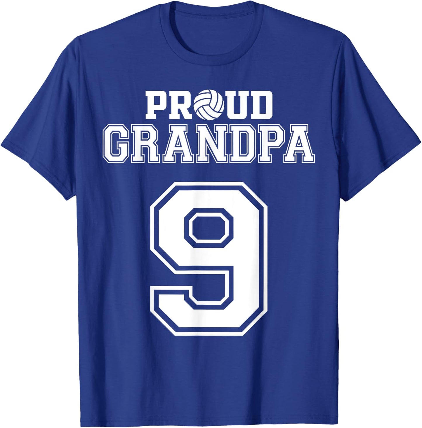 Custom Proud Volleyball Grandpa Number 9 Personalized Men T-Shirt - T-Shirt | Royal