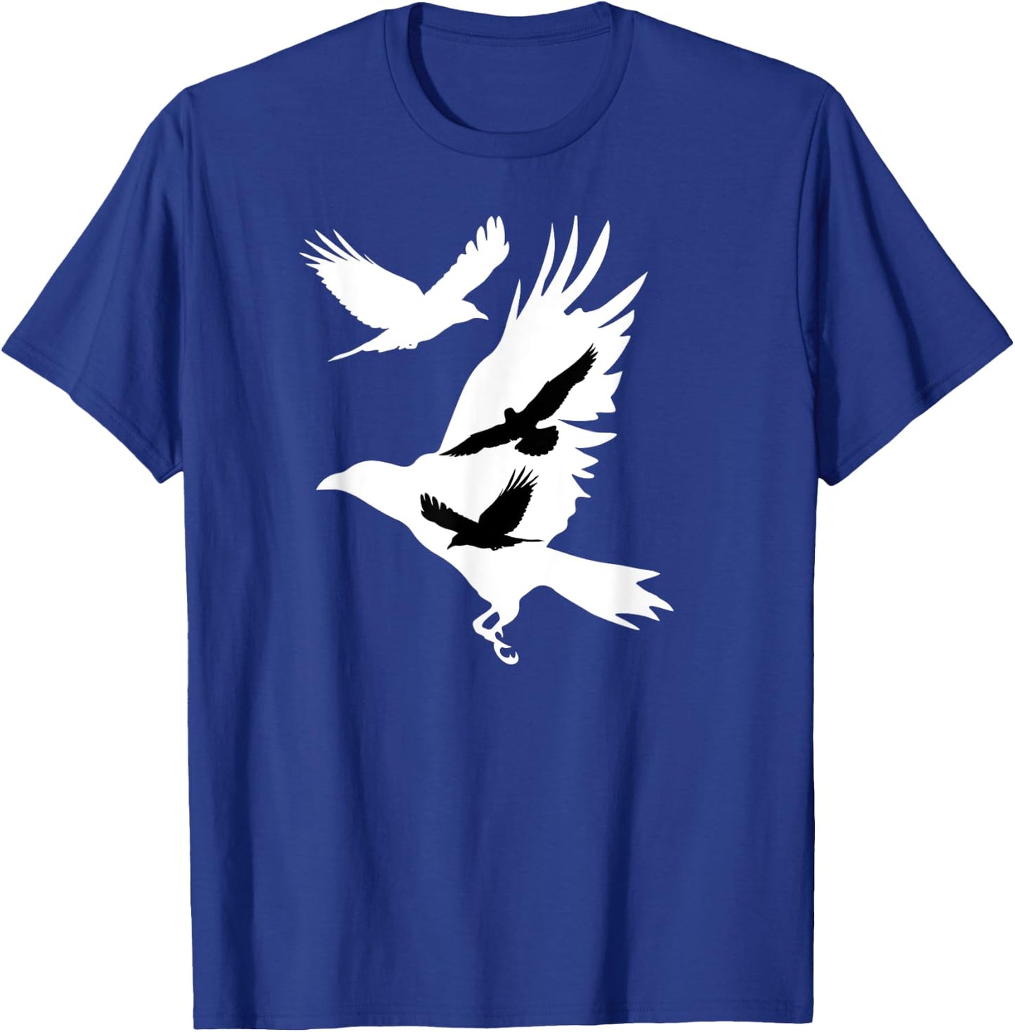 Crows in Flight Crow Raven Blackbird Bird Ornithology T-Shirt - T-Shirt | Royal
