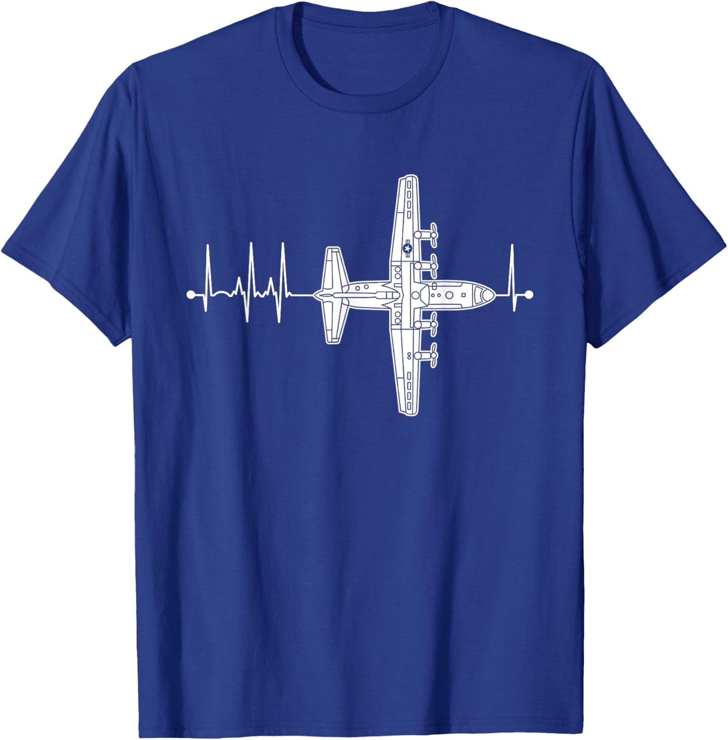 C-130 Hercules Airplane Heartbeat Pulse Military Pilot C130 T-Shirt - T-Shirt | Royal