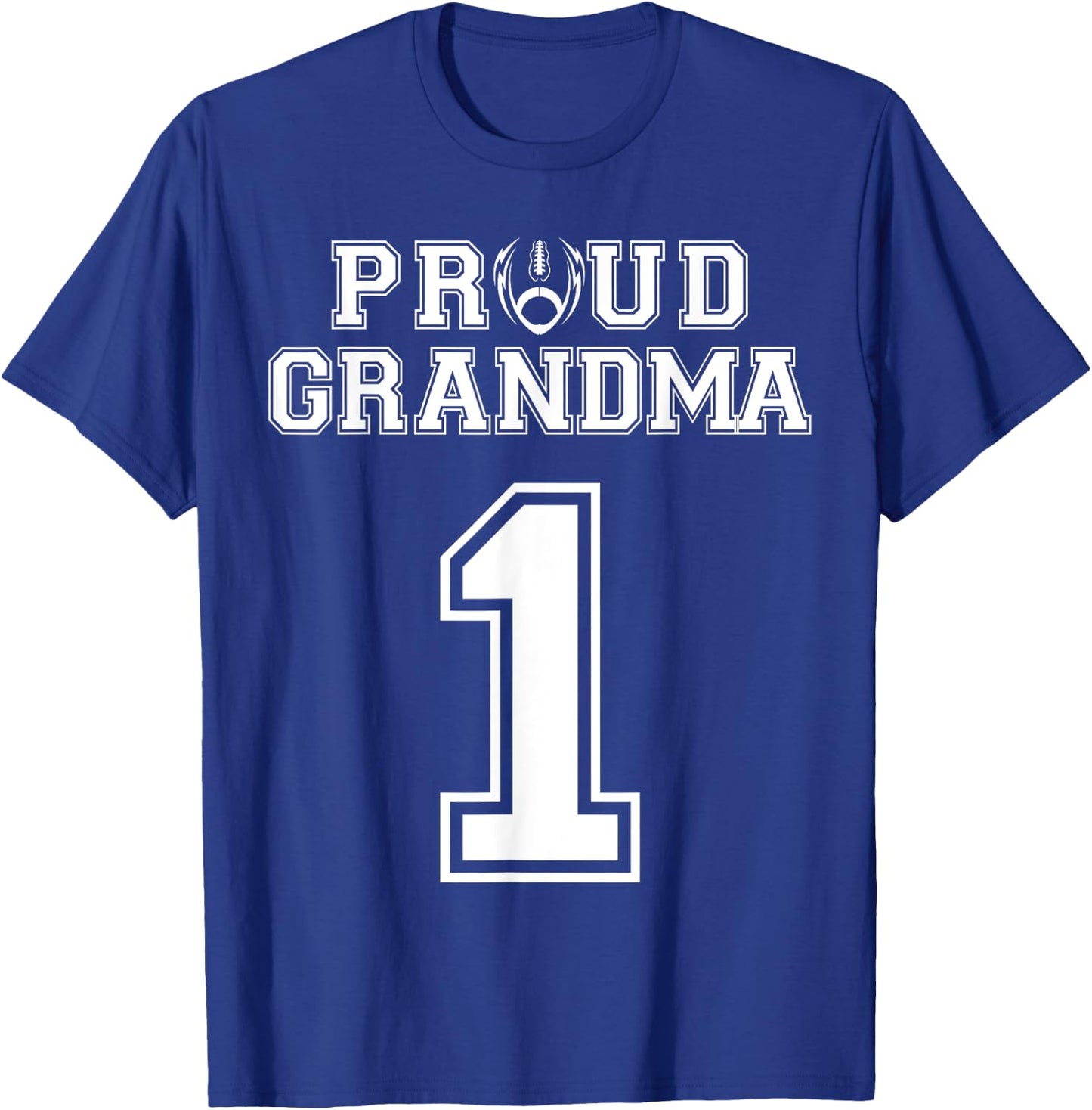 Custom Proud Football Grandma Number 1 Personalized Women T-Shirt - T-Shirt | Royal