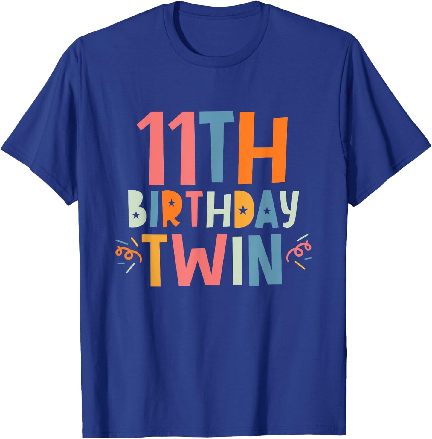 Twin 11th Birthday Boy Girl 11 Year Old Birthday Twins Party T-Shirt - T-Shirt | Royal