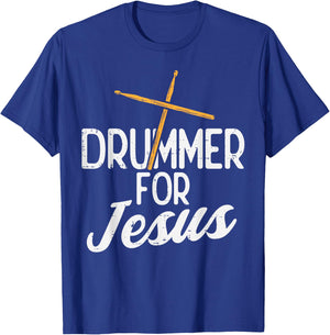 Drummer For Jesus God Drumming Christian Men Women Kids T-Shirt - T-Shirt | Royal
