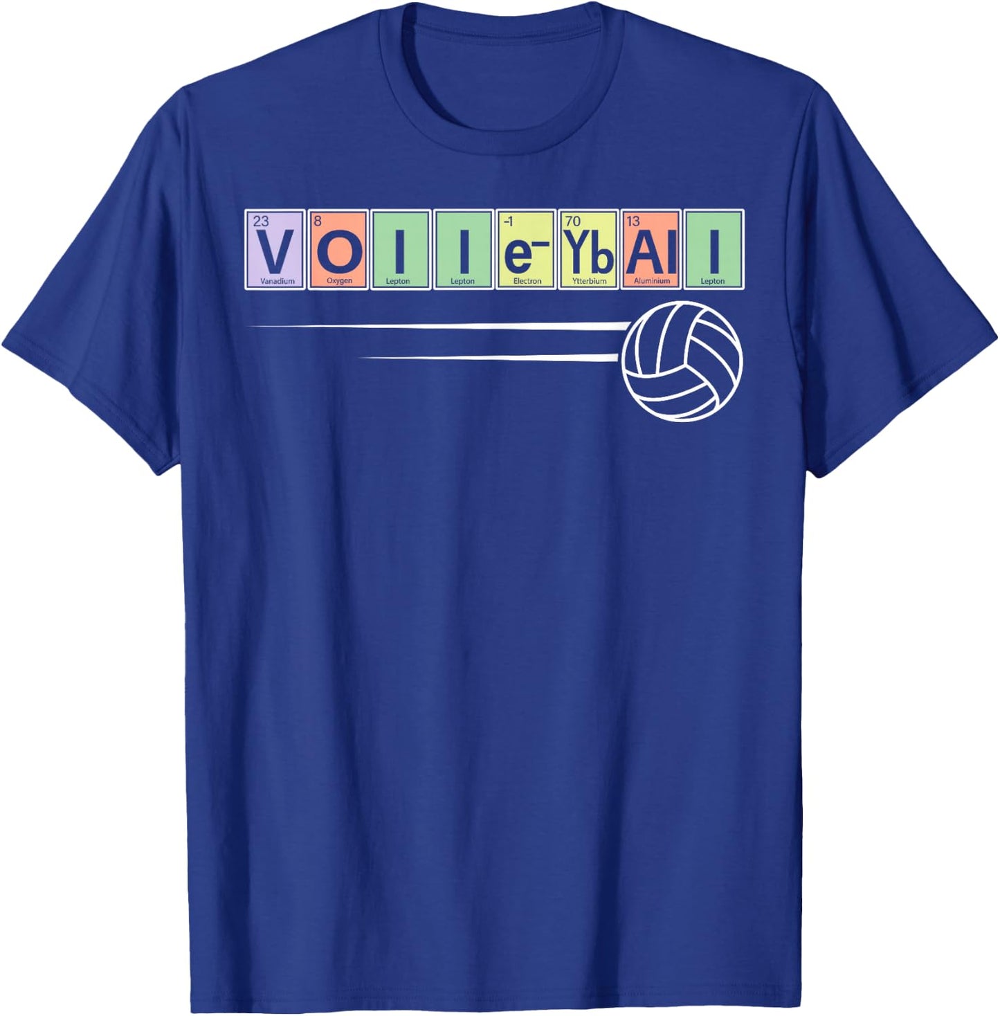 Periodic Table Of Elements - Volleyball Sport Chemistry T-Shirt - T-Shirt | Royal