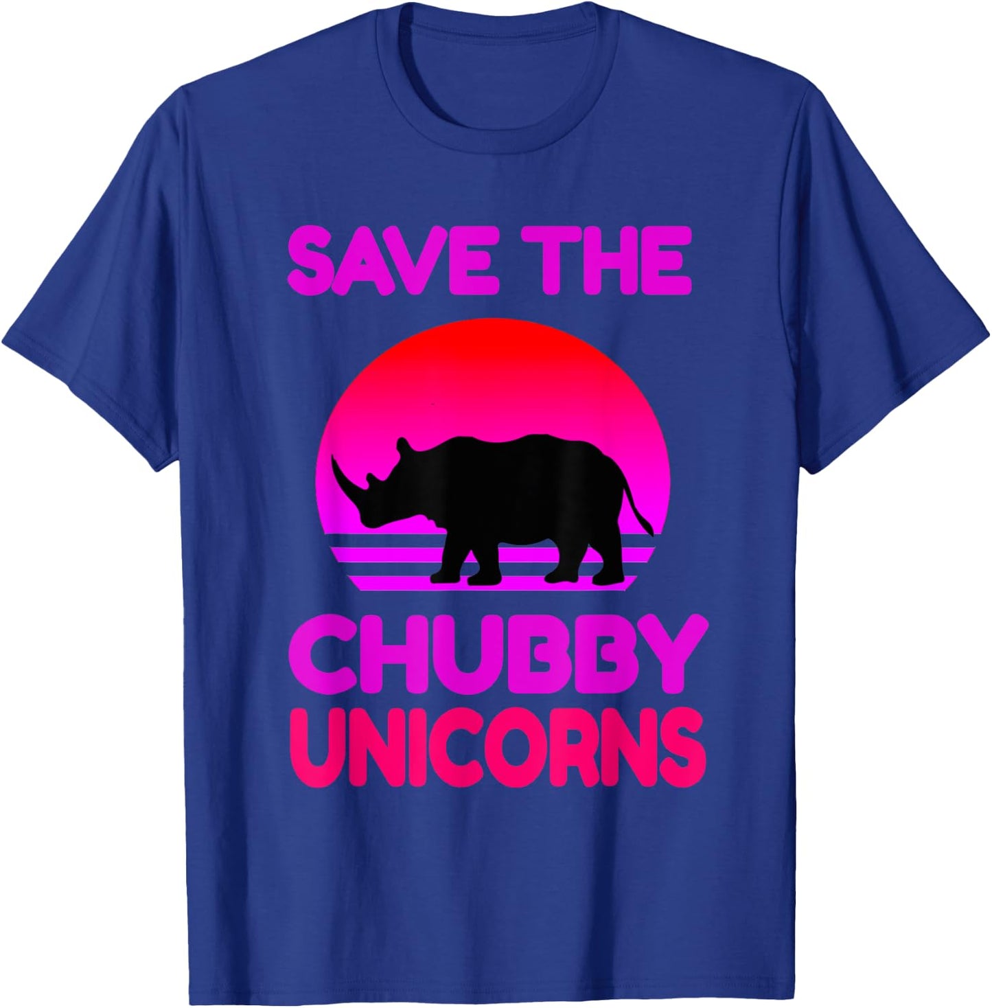 Save The Chubby Unicorns Retro Style Rhino T-Shirt - T-Shirt | Royal
