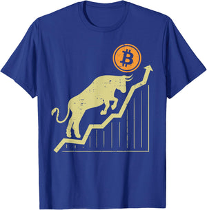 Bitcoin Bull Graph Bullish BTC Crypto Cryptocurrency Trader T-Shirt - T-Shirt | Royal