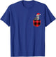 Cat in Pocket Shirt Women Men Funny Cat Christmas Plaid T-Shirt - T-Shirt | Royal