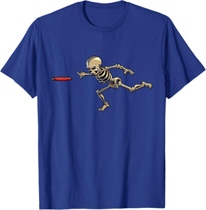 Disc Golfing Skeleton Halloween Men Disc Golf Halloween T-Shirt - T-Shirt | Royal