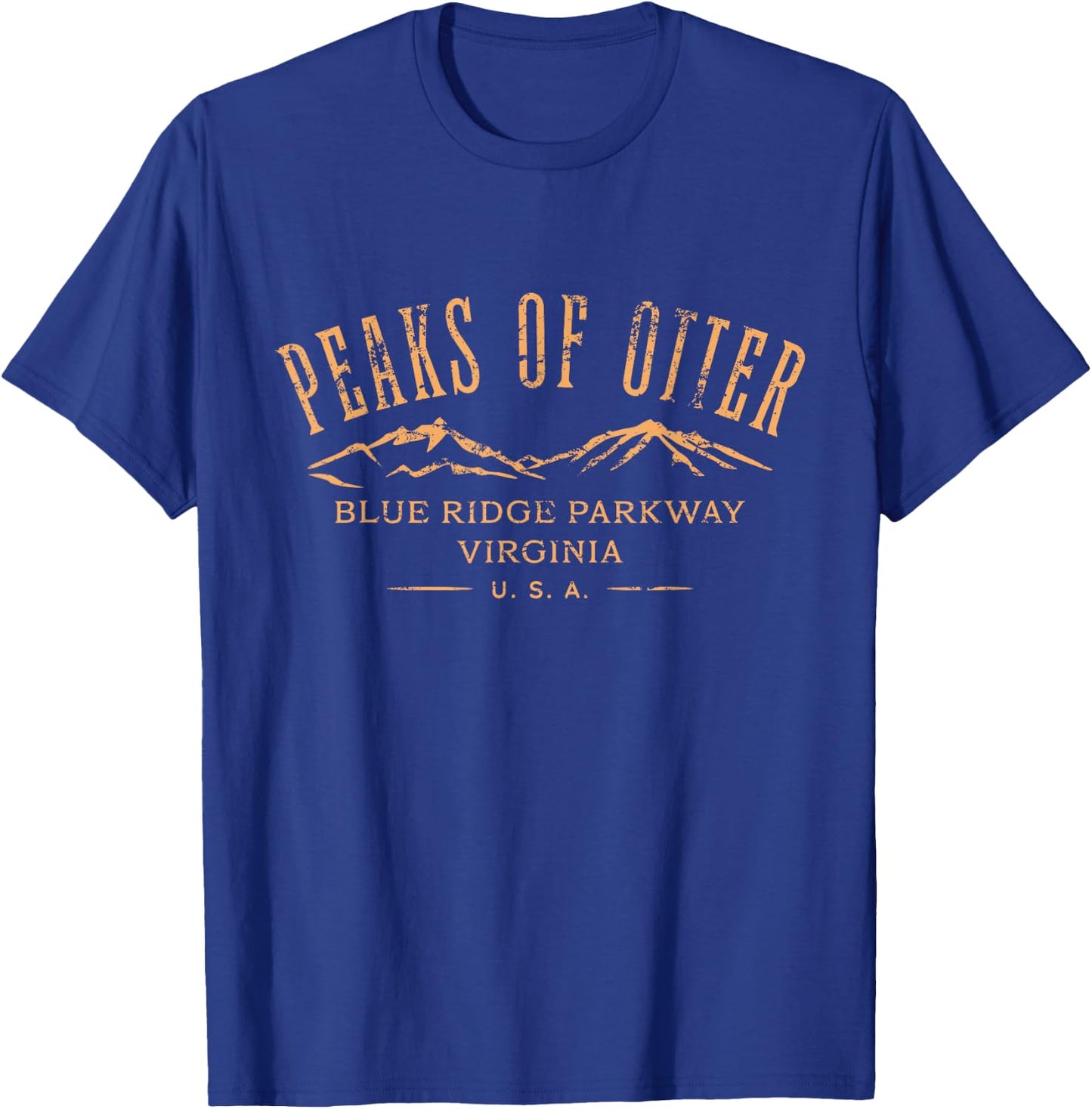 The Peaks of Otter Blue Ridge Parkway VA Distressed Design T-Shirt - T-Shirt | Royal