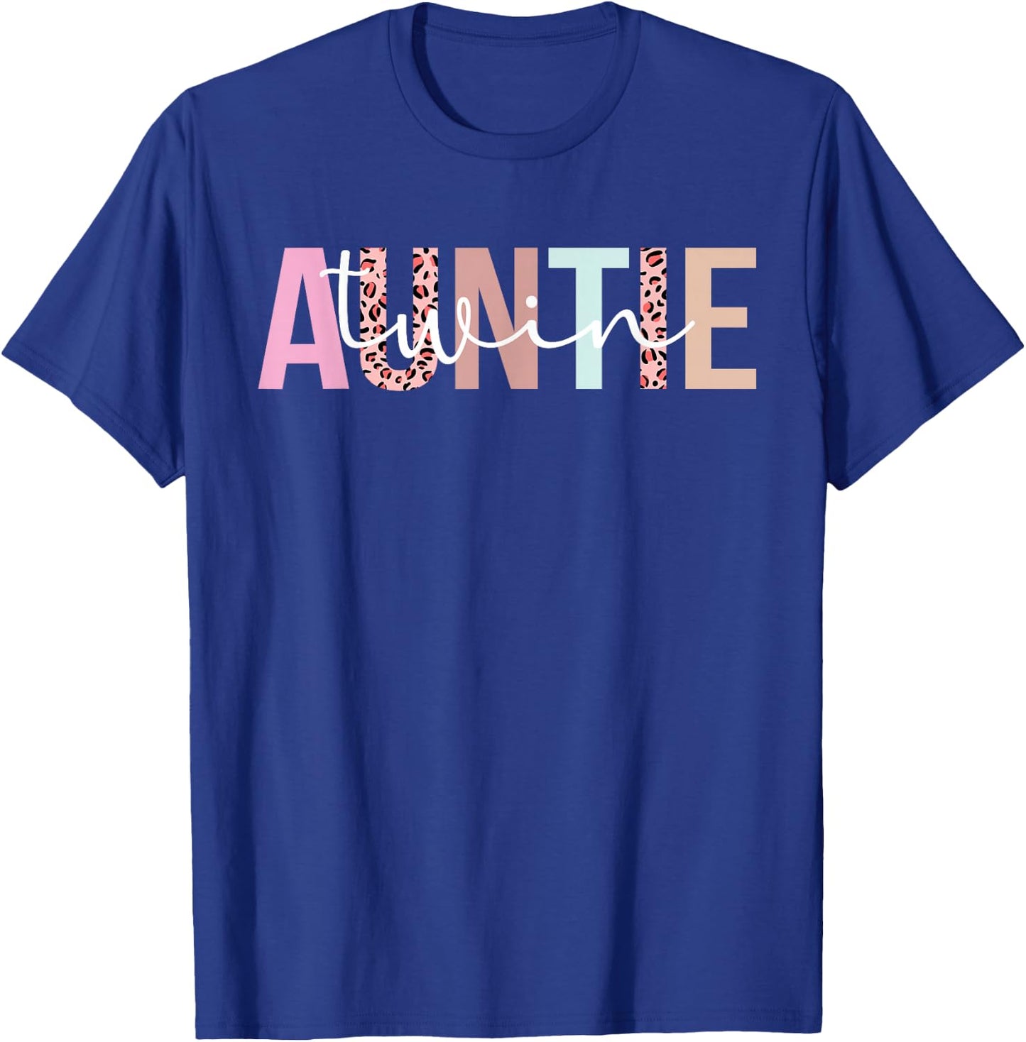 Cute Auntie Of Twins For Mother's Day Twin Aunt Boho Black T-Shirt - T-Shirt | Royal