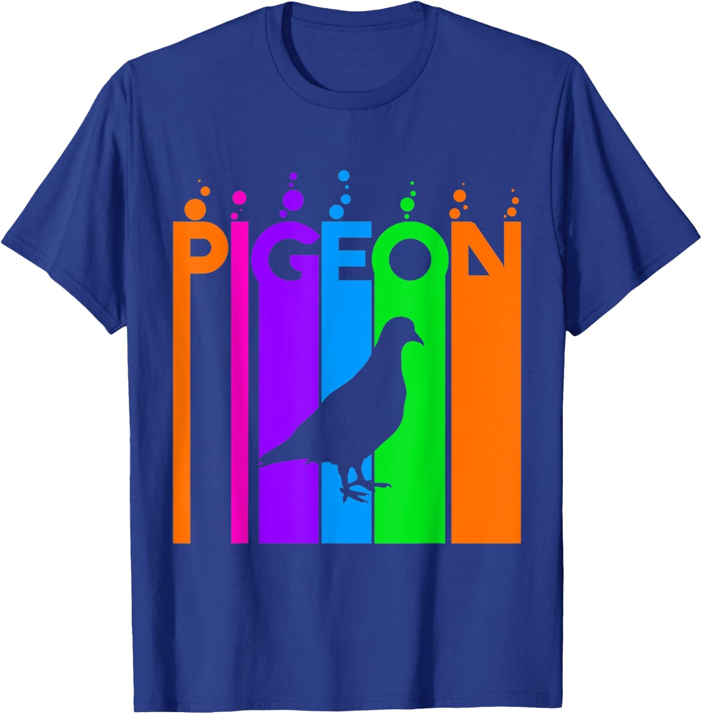 Pigeon Animal Rainbow Bubble with Silhouette T-Shirt - T-Shirt | Royal