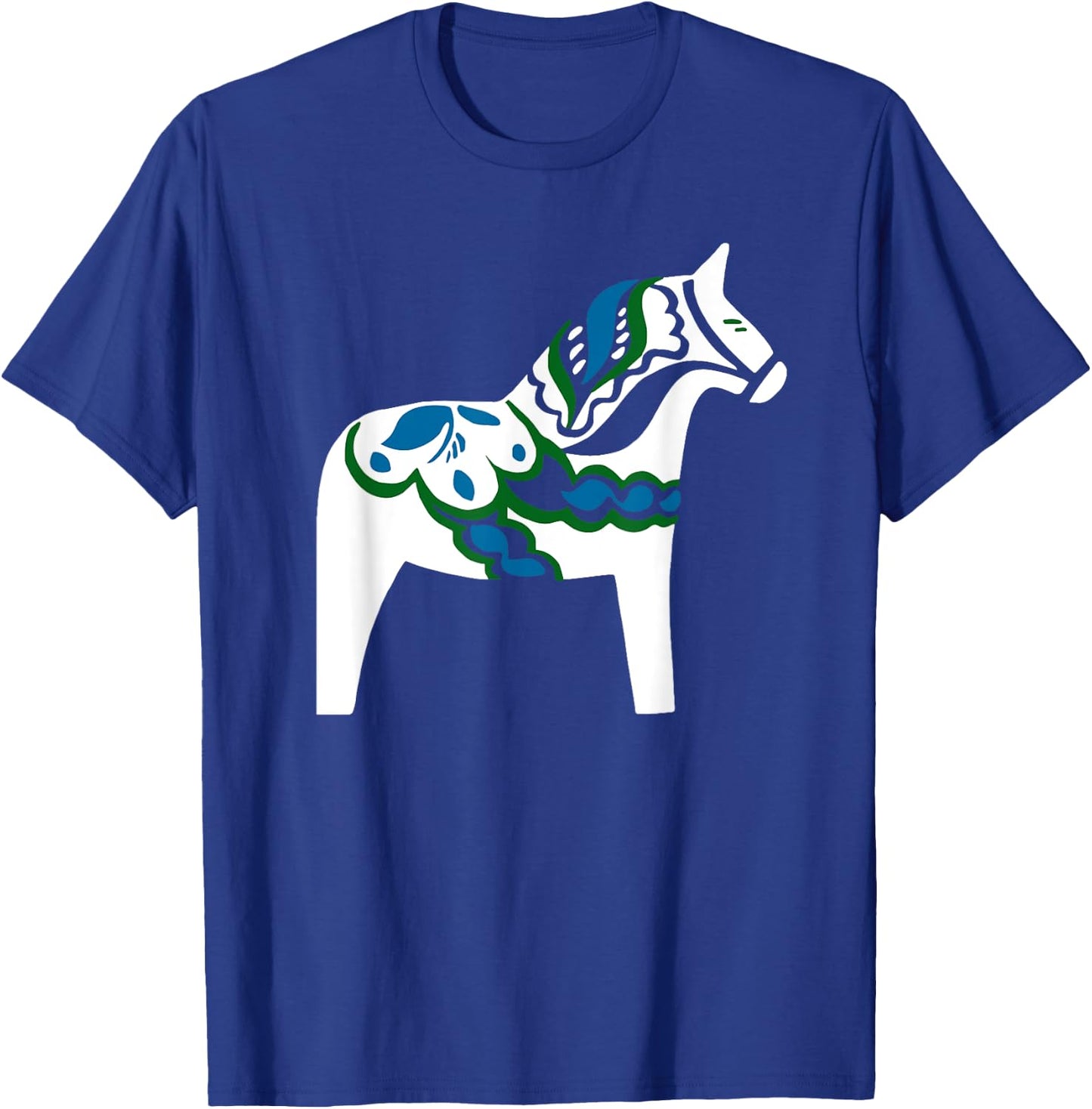 Swedish Dala Horse Sweden White Dalecarlian Horse Design T-Shirt - T-Shirt | Royal