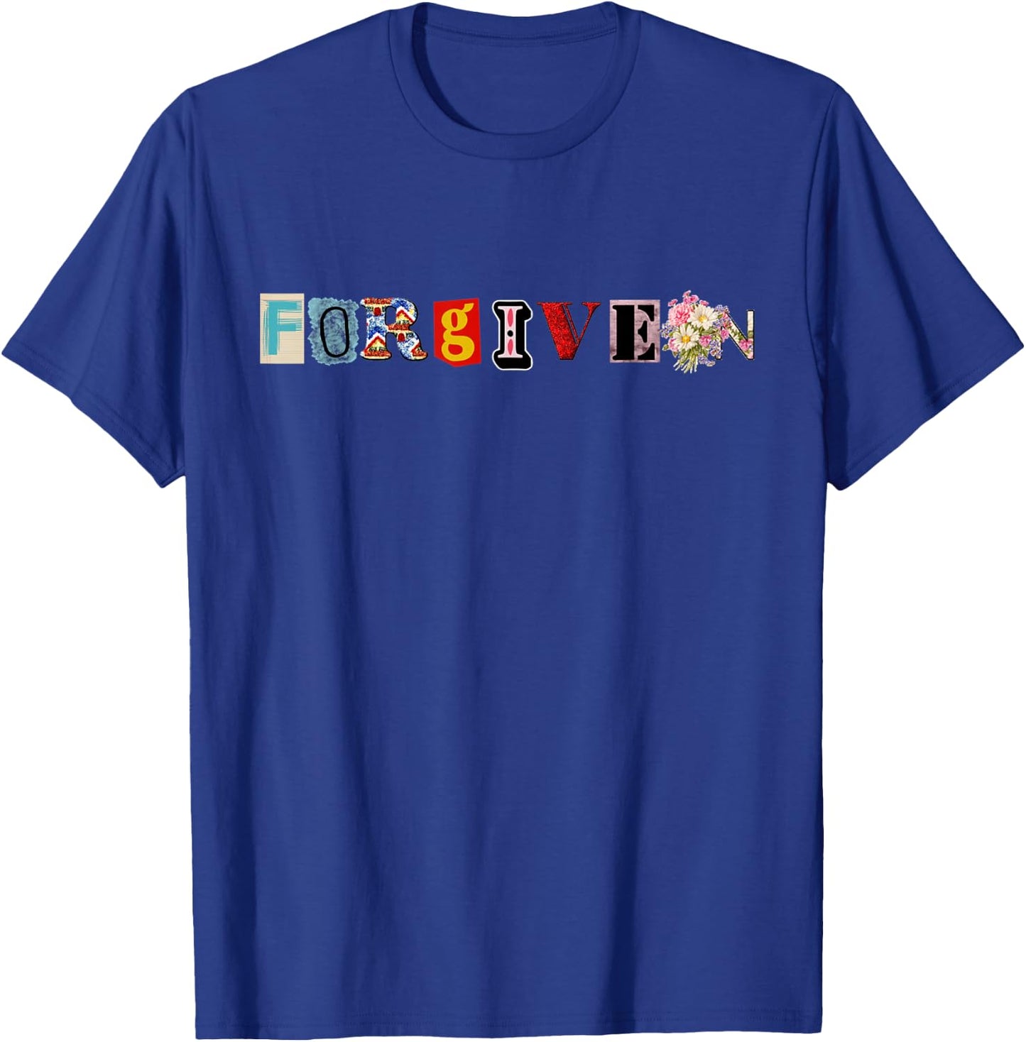 FORGIVEN Collaged Design for all ages Matching Family Faith T-Shirt - T-Shirt | Royal