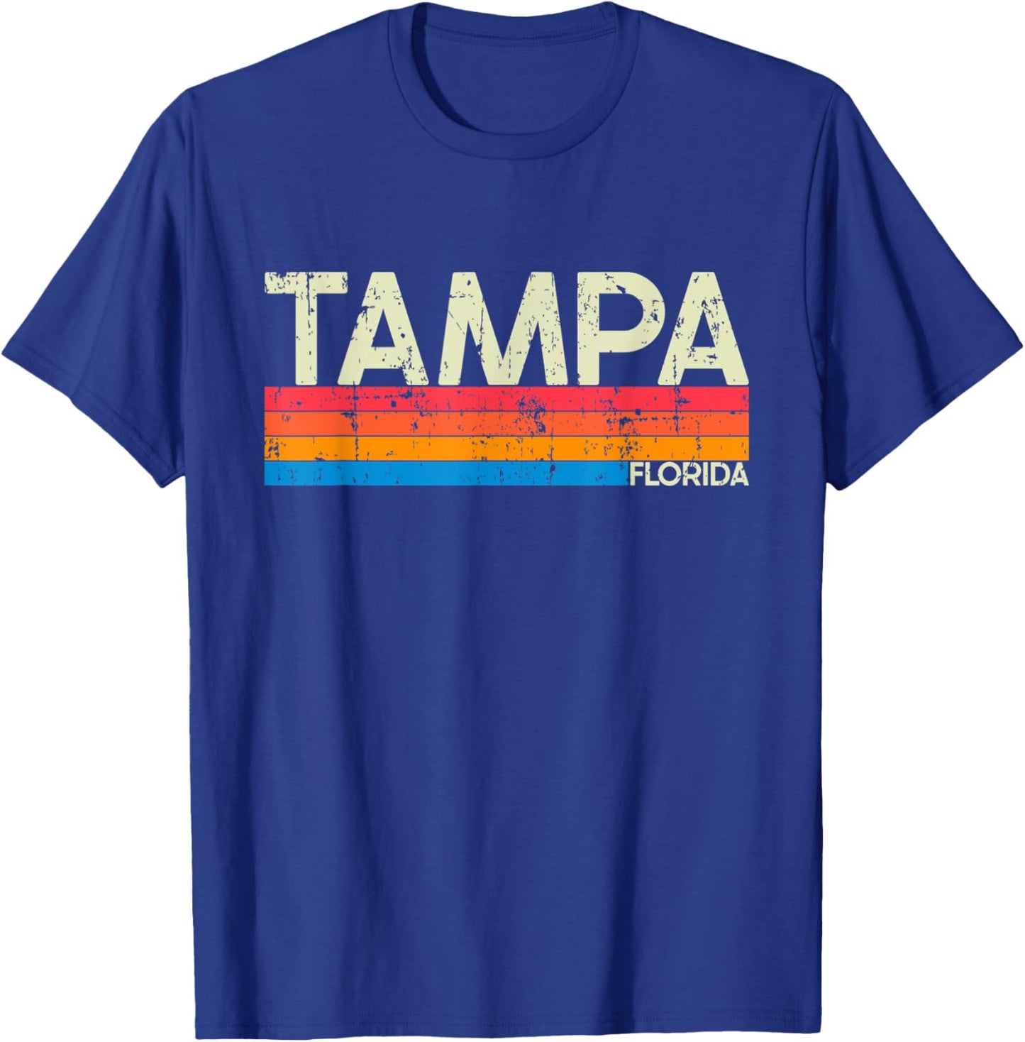 Vintage Retro Tampa Florida Distressed T-Shirt - T-Shirt | Royal