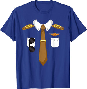 Airline Pilot Costume - Aviation Airplane Aircraft Lover T-Shirt - T-Shirt | Royal