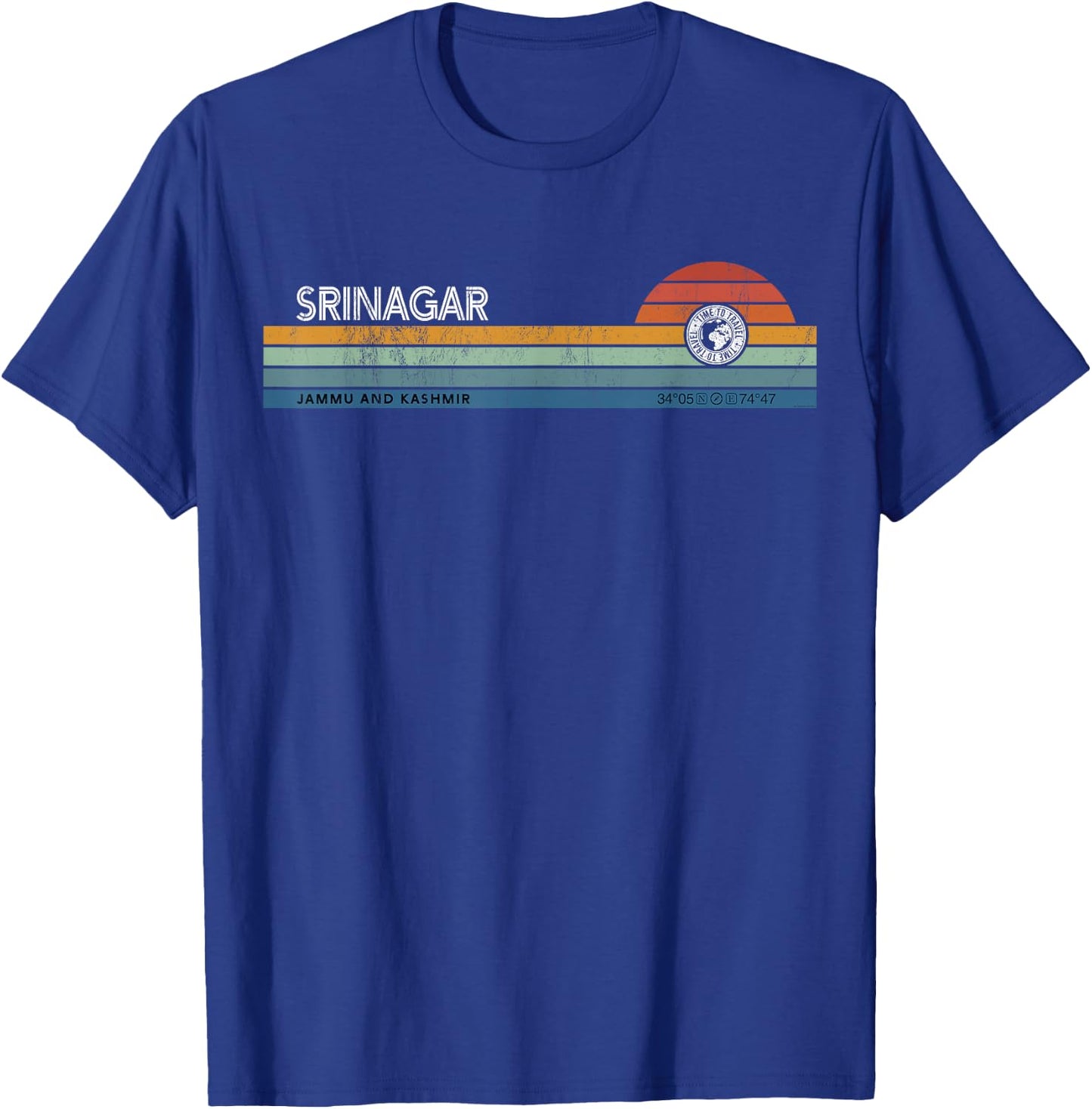 Srinagar Jammu And Kashmir India Retro Sunset Rainbow Synth T-Shirt - T-Shirt | Royal